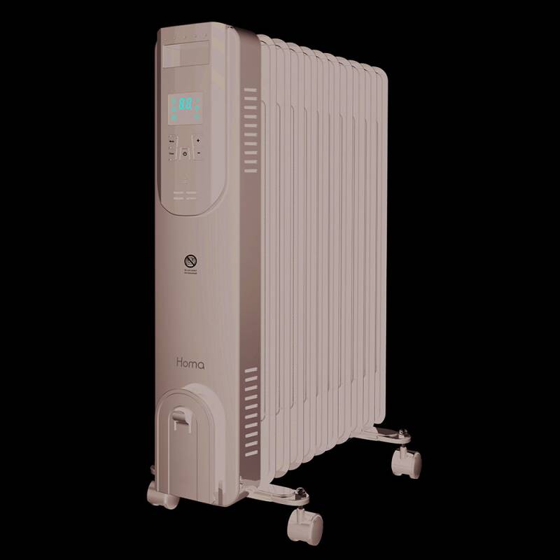Радиатор маслен Homa HF-1100BT, 2500 W, Дистанционно управление, LED дисплей, Таймер, Светлинен индикатор