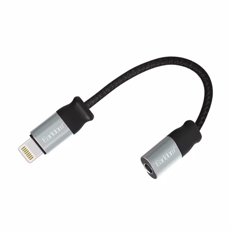 Преходник Earldom ET-OT50, Lightning към 3.5mm F, 0.15m, Черен - 40215