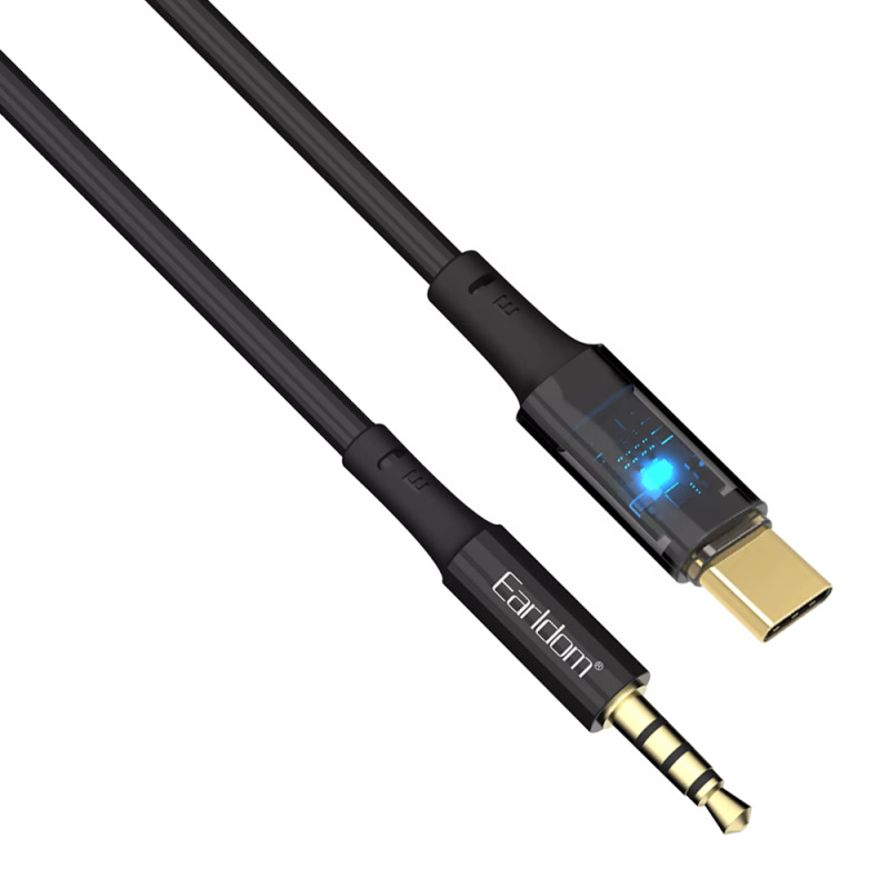 Аудио кабел Earldom ET-AUX53, 3.5mm към Type-C, 1.0м, Черен - 40222