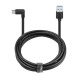 Кабел Type-C, бързо зареждане, текстилен, ъглов, черен, USB-A(м), USB-C(м), 3m, 2A