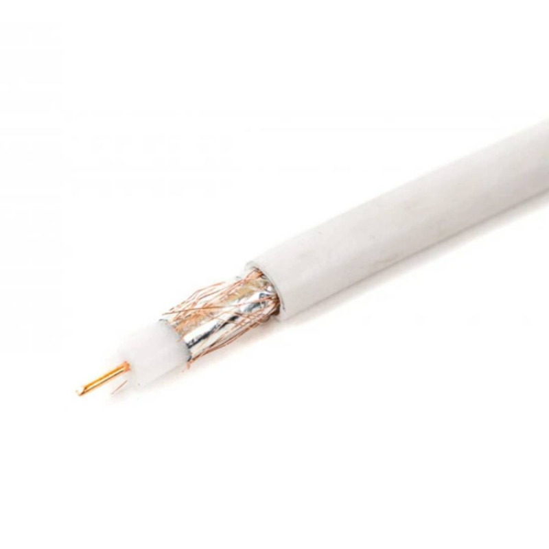 Коаксиален кабел RG6-U, алуминиев екран, бял, 75ohm, Ф6,5mm, Cu