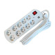 Разклонител YS-N6065, контакт "шуко", ключ, 10-ка, бял, 2xUSB, 3m, 220VAC, 16A, 3x2,5mm2