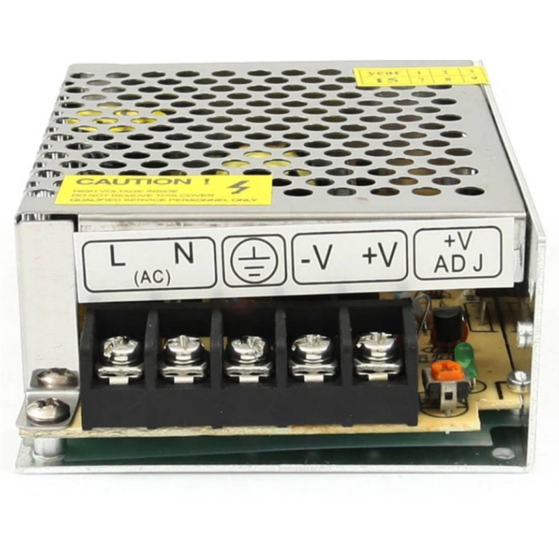 Адаптер, захранване, метален, слим, LED осветление, камери, -12VDC, +12VDC, 5A, 60W, IP20