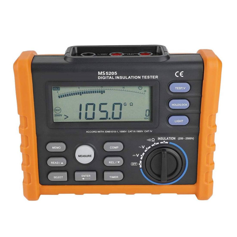 Тестер MS5205, зумер, съпротивление на изолация, 100Gohm, VAC, VDC