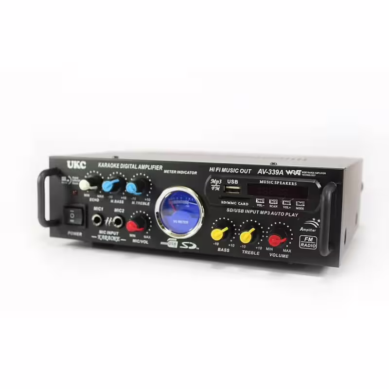 Караоке, блутуут, домашен, аудио усилвател AV-339BT, FM, SD, USB, BLT, 2x120W, 220VAC