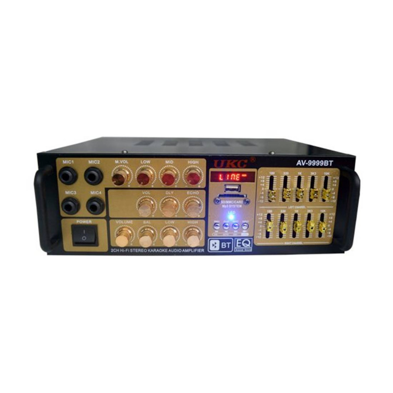 Караоке, блутуут, домашен, аудио усилвател AV-9999BT, FM, SD, USB, BLT, 2x100W, 220VAC