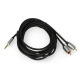 Кабел за аудио, професионален, STEREO, HQ, 3,5mm JACK(м), 2xRCA(м), силиконов, 5m