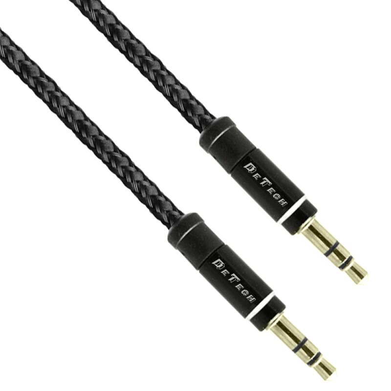 Аудио кабел DeTech DE-04AUX, 3.5mm жак, М/М, 1.0м, Черен - 40275