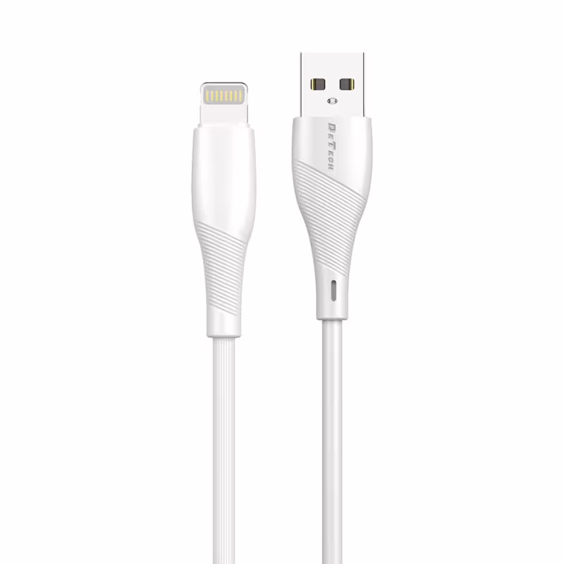 Кабел за данни DeTech DE-44i2, Lightning, 2.0m, Бял - 40268