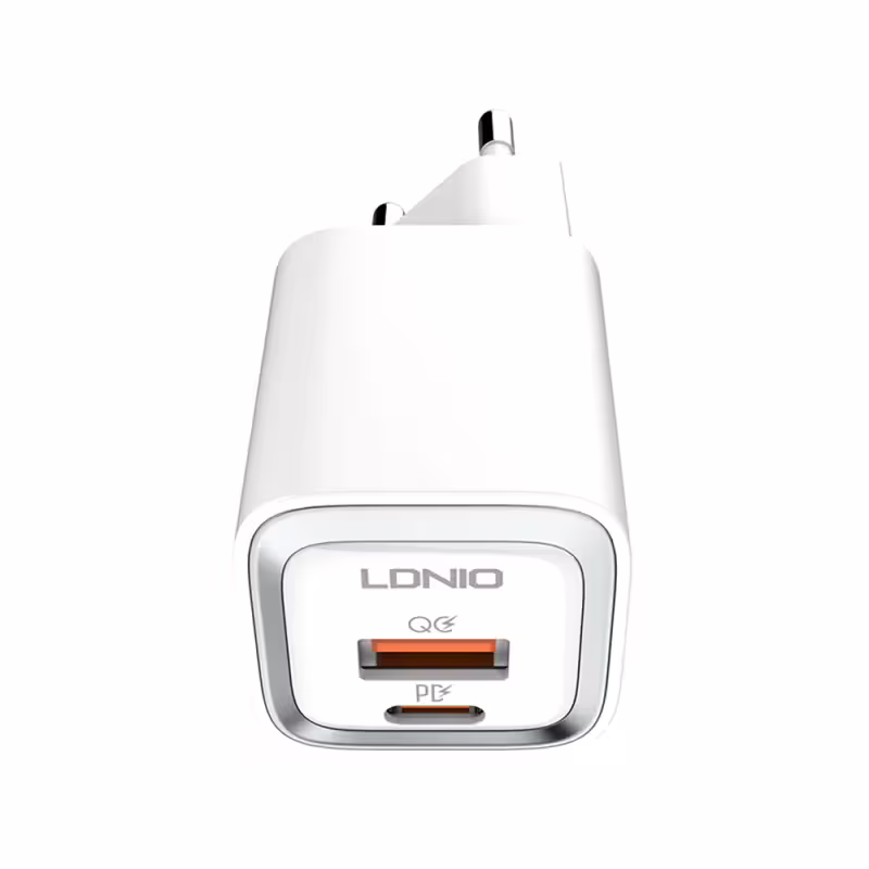 Мрежово зарядно устройство LDNIO A2318C, 20W, 1 x Type-C F, 1 x USB F, PD, QC, С Type-C кабел, Бял - 40291