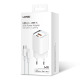 Мрежово зарядно устройство LDNIO A2318M, MFi, 20W, 1 x Type-C F, 1 x USB F, PD, QC, С Кабел Type-C към Lightning, Бял - 40281