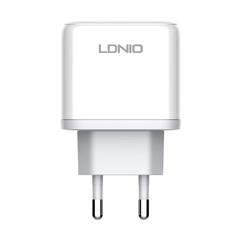 Мрежово зарядно устройство LDNIO A2526C, 45W, 1 x Type-C F, 1 x USB F, PD, QC, PPS, С PD Type-C кабел, Бял - 40287