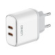 Мрежово зарядно устройство LDNIO A2528C, 35W, 2 x Type-C F, PD, С Кабел Type-C към Lightning, Бял - 40283