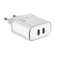 Мрежово зарядно устройство LDNIO A2528C, 35W, 2 x Type-C F, PD, С Кабел Type-C към Lightning, Бял - 40283