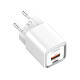 Мрежово зарядно устройство LDNIO A2318C, 20W, 1 x Type-C F, 1 x USB F, PD, QC, С Type-C кабел, Бял - 40291