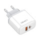 Мрежово зарядно устройство LDNIO A2526C, 45W, 1 x Type-C F, 1 x USB F, PD, QC, PPS, С PD Type-C кабел, Бял - 40287