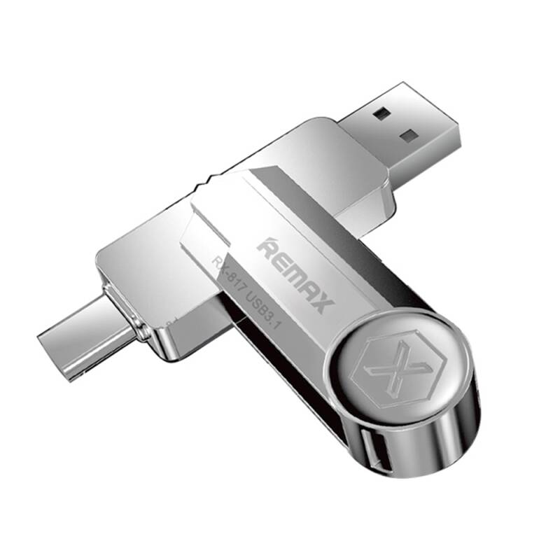 USB Флаш памет Remax RX-817 2in1, 64GB, USB 3.1, Сребрист - 62046