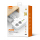 Разклонител LDNIO SE2435, 2 гнезда, CEE 7/3, 2500W, 1 x Type-C F, 3 x USB F, PD, QC, Бял - 40296