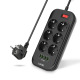 Разклонител LDNIO SE6403, 6 гнезда, CEE 7/3, 2500W, 4 x USB F, 2.0m, Черен - 40298