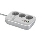 Смарт разклонител LDNIO SEW3452, 3 гнезда, CEE 7/3, 2500W, 1 x Type-C F, 3 x USB F, PD, QC, 2.0m, Бял - 40295