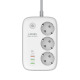 Смарт разклонител LDNIO SEW3452, 3 гнезда, CEE 7/3, 2500W, 1 x Type-C F, 3 x USB F, PD, QC, 2.0m, Бял - 40295