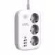 Смарт разклонител LDNIO SEW3452, 3 гнезда, CEE 7/3, 2500W, 1 x Type-C F, 3 x USB F, PD, QC, 2.0m, Бял - 40295