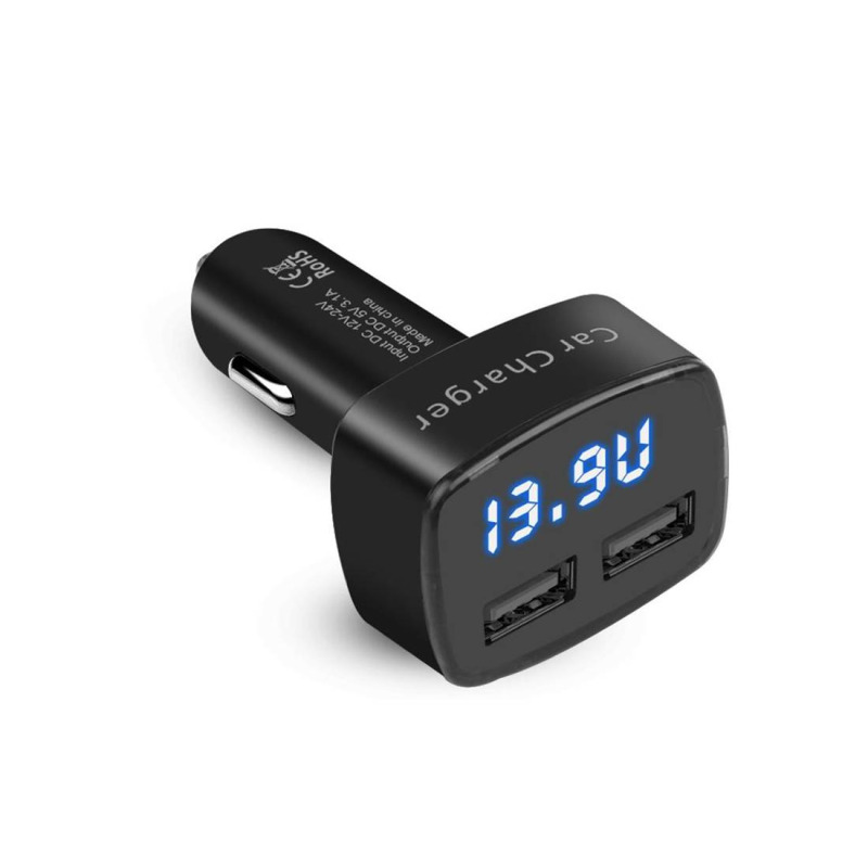 Волтметър 4в1, зарядно, термометър, автомобилна букса(м), 2xUSB, 12VDC, 24VDC