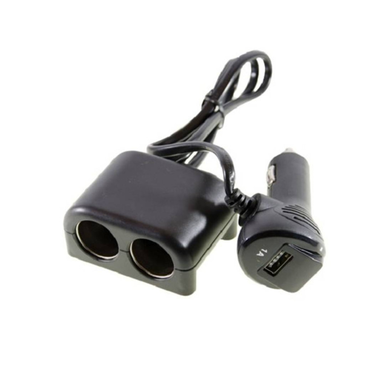 Автомобилен разклонител 1641, 2 гнезда за запалка(ж), 1xUSB, 10A, 12VDC, 24VDC, 0,75m