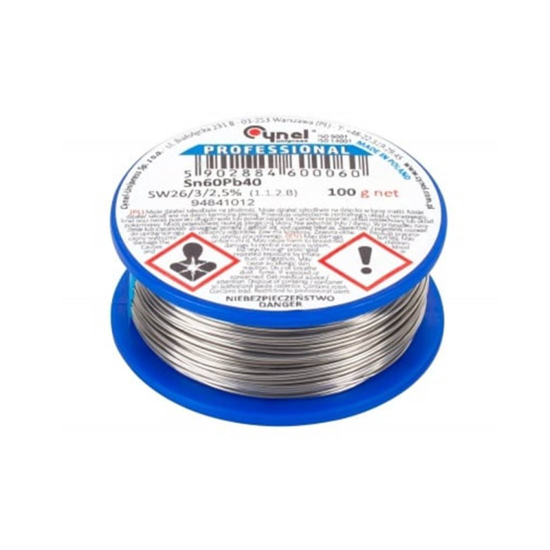 Тинол за запояване CYNEL, Ф1mm, 100g, Sn60, Pb40, 2,5%