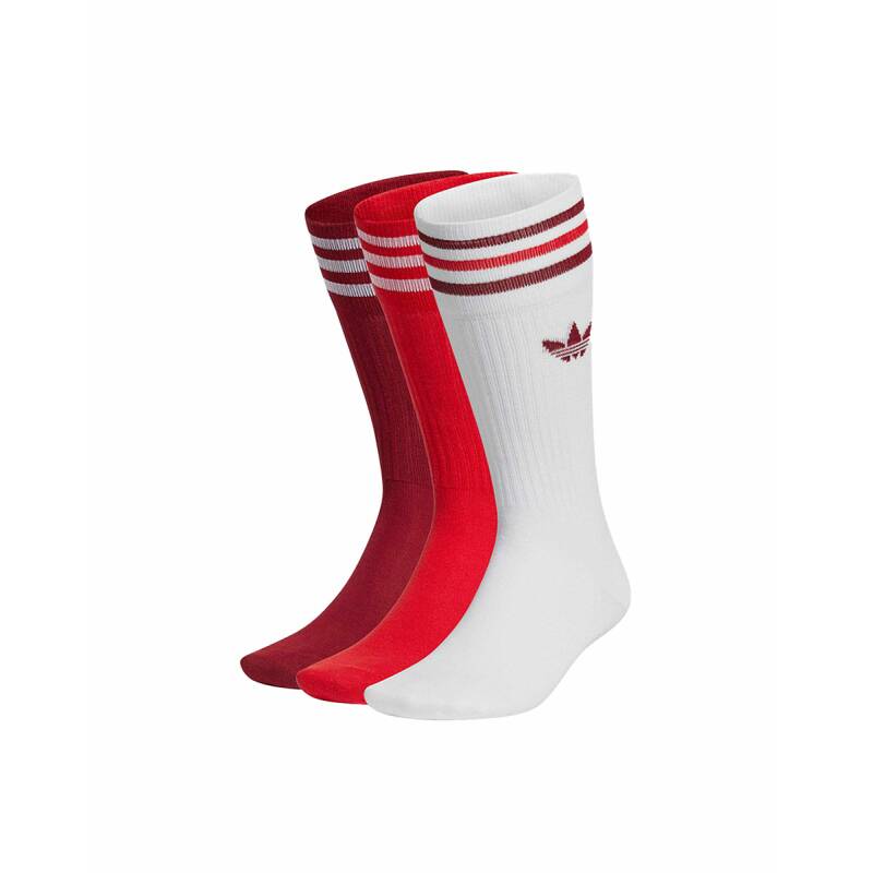ADIDAS Solid Crew Socks 3 Pairs White/Red