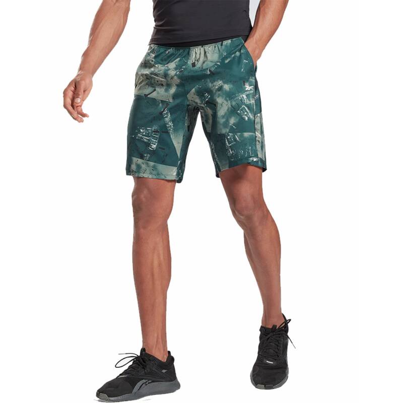 REEBOK Training Epic Lightweight Shorts Allover Print Green