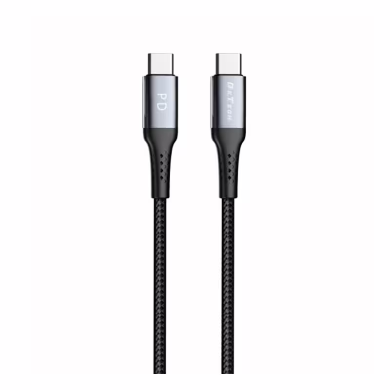 Кабел Type-C DE-43CC2, бързо зареждане, оплетка, черен, 2m, 3A, 60W