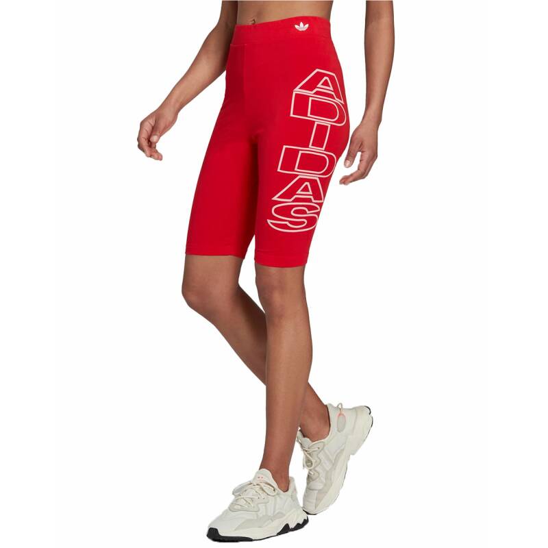 ADIDAS Mid-Waist Letter Short Tights Red