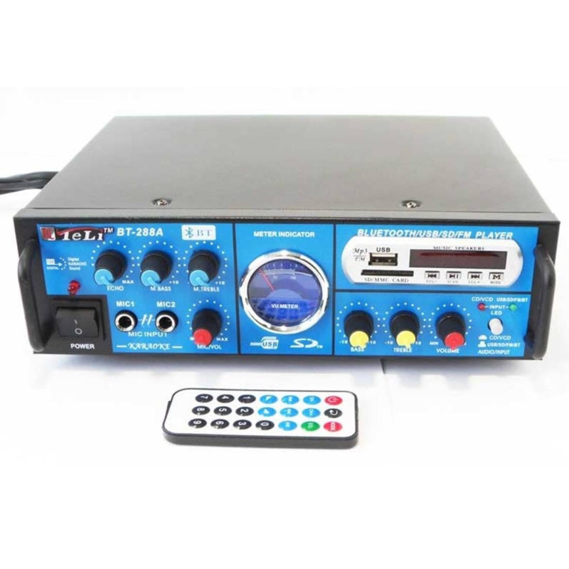 Караоке, блутуут, домашен, аудио усилвател BT-288A, FM, SD, USB, BLT, 2x80W, 220VAC