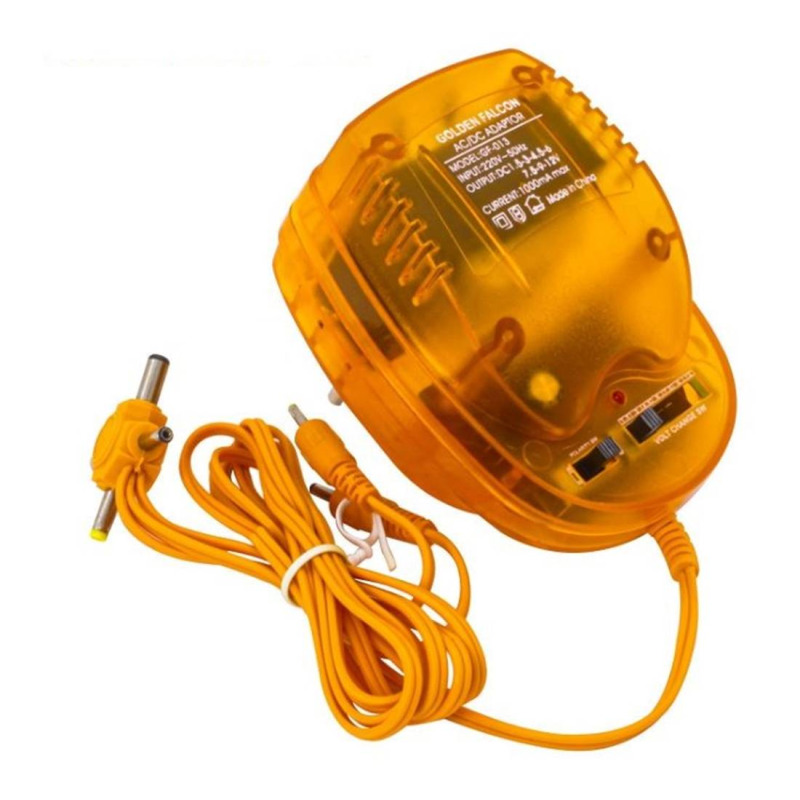 Мрежов адаптер GF-013, нестабилизиран, комбиниран, от 1,5VDC до 12VDC, 1A, 12W
