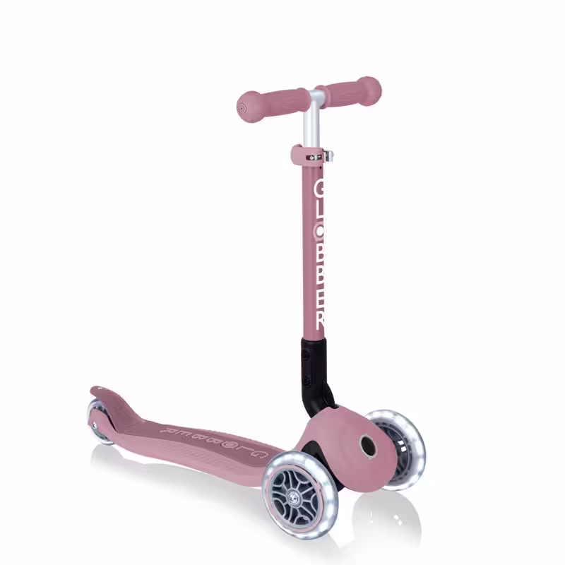 Сгъваема еко тротинетка с 3 колела GLOBBER JUNIOR FOLDABLE LIGHTS ECOLOGIC &ndash; цвят бери