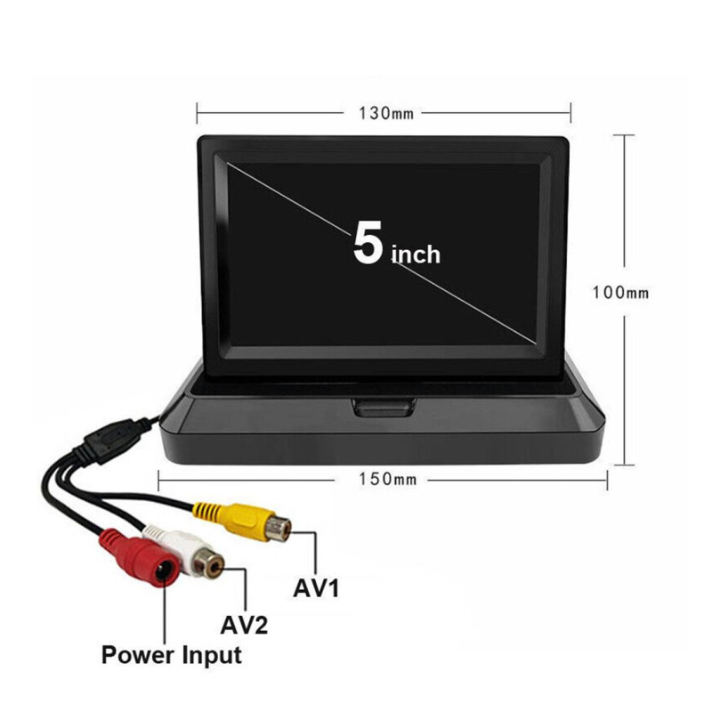 Монитор за автомобил, камера, сгъваем, LCD, 480p, 12VDC, 24VDC, 5"