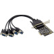 Контролер No brand, PCI-E x1, Serial port, Нископрофилен, 4 Порта - 17757