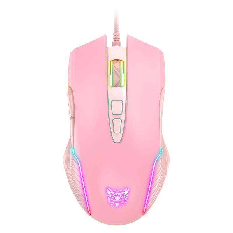 Геймърска мишка Onikuma CW905, Оптична, 7D, RGB, Розов - 766