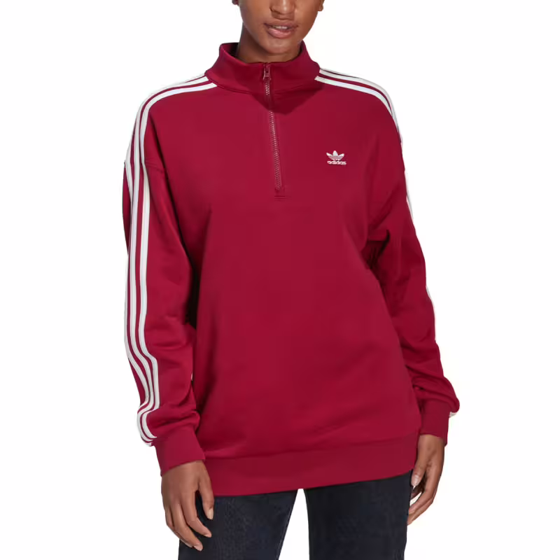 ADIDAS Centre Stage Quarter-Zip Sweatshirt Red