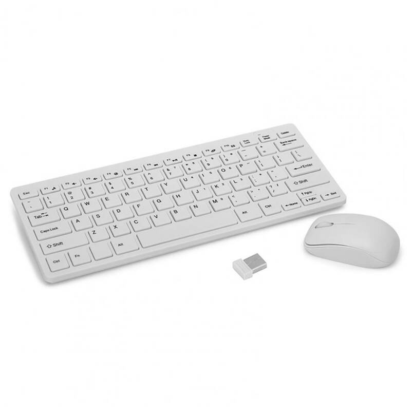 Комплект мишка и клавиатура No brand K03, Безжични, Бял  - 6156