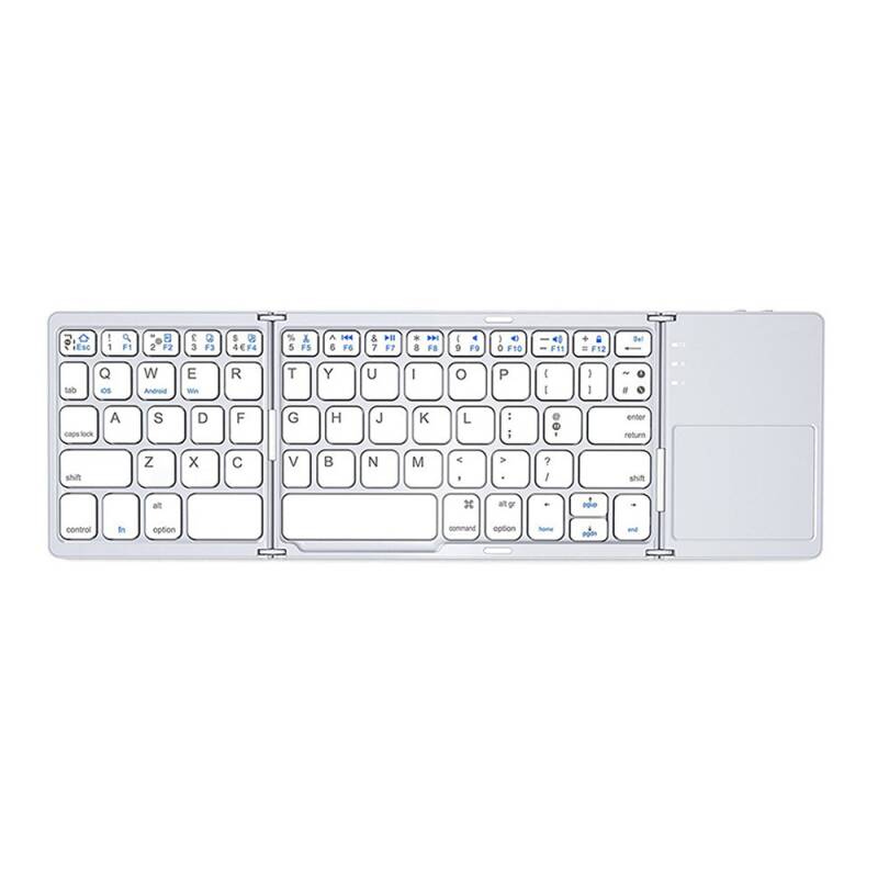 Клавиатура No brand B033, Тъчпад, Сгъваема, Bluetooth, Бял - 6178