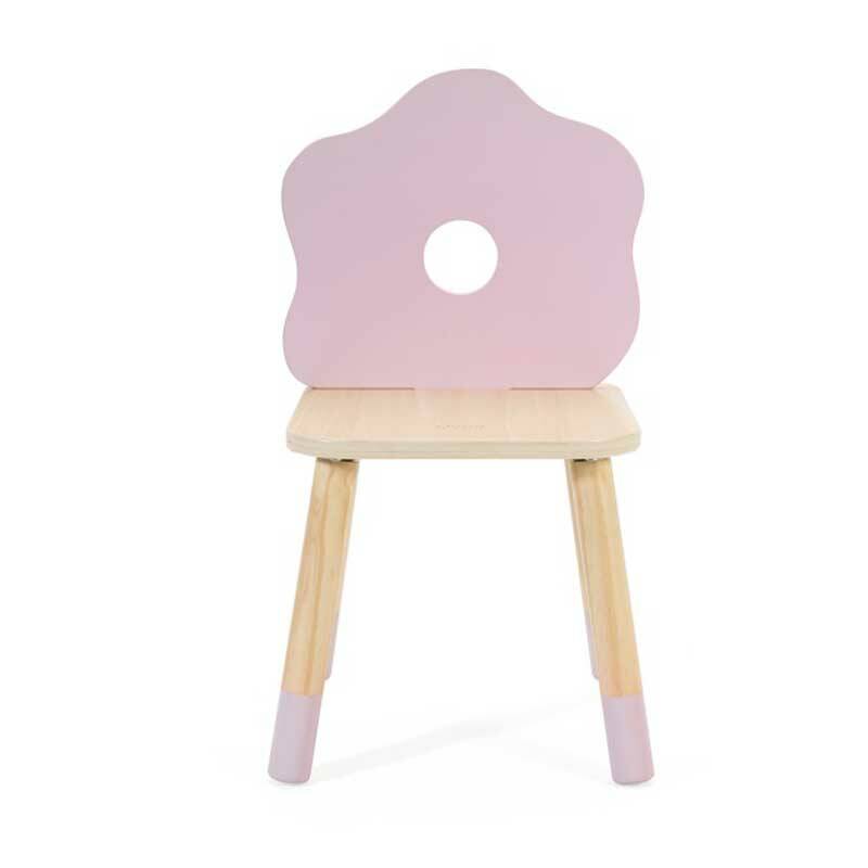 Дървено столче за деца с облегалка - Цвете