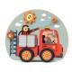 Интерактивна дървена детска играчка - Пожарникарска кола