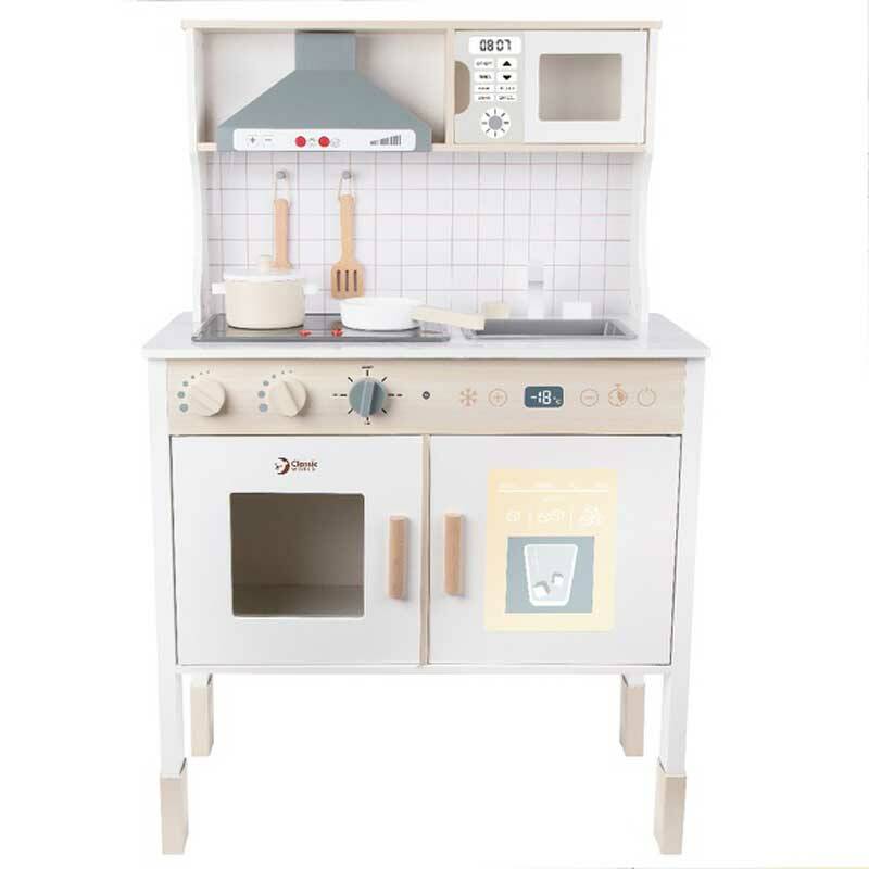 Модерна дървена кухня за игра в бял цвят на Classic World