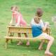 Детски дървен комплект маса с пейка за игра с пясък и вода