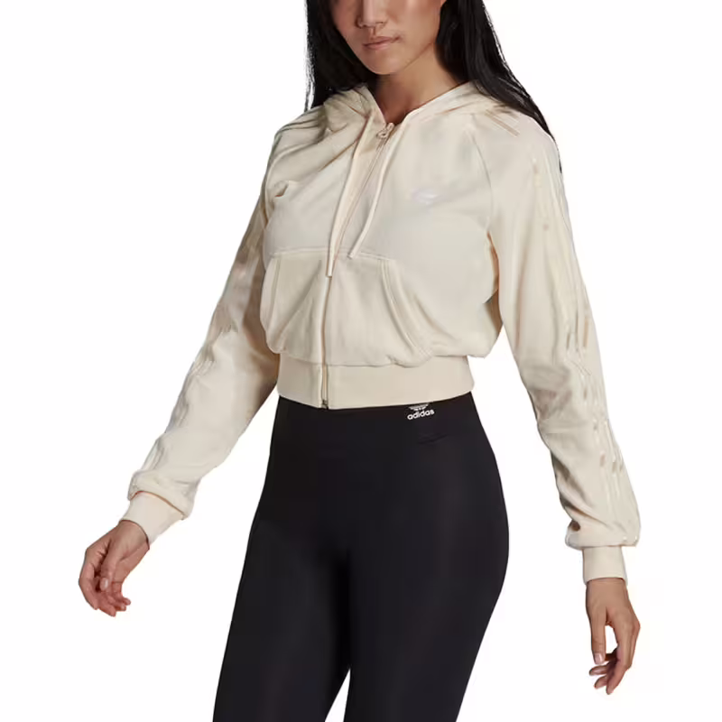 ADIDAS Loungewear Cropped Full Zip Hoodie Beige
