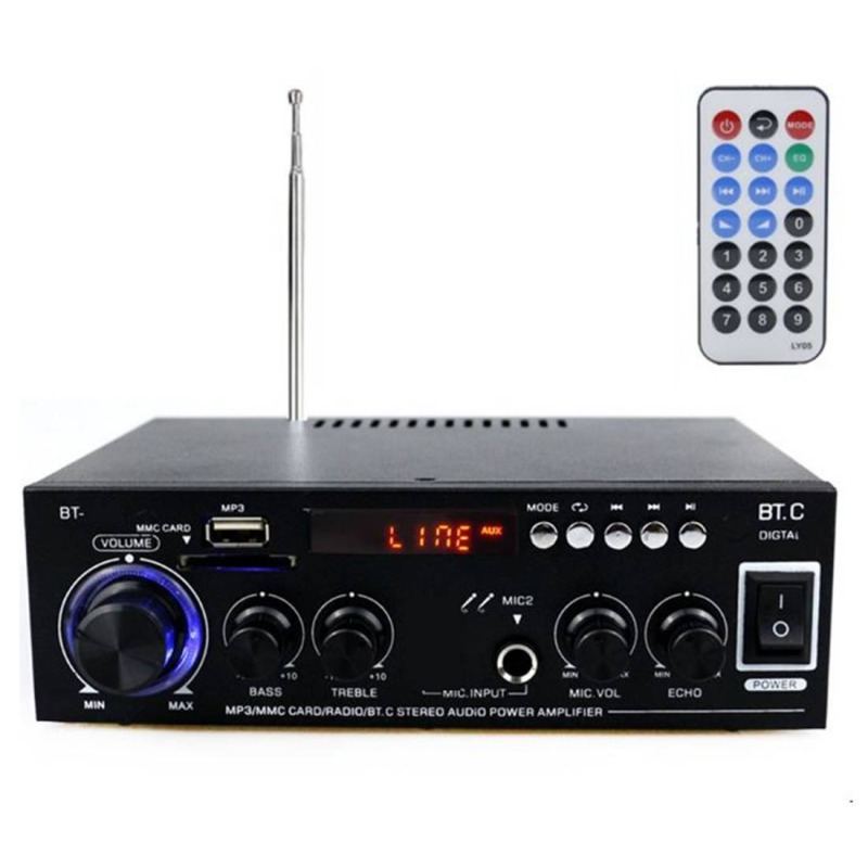 Караоке, блутуут, домашен, аудио усилвател BT-298A, FM, TFT, USB, BLT, 2x30W, 220VAC
