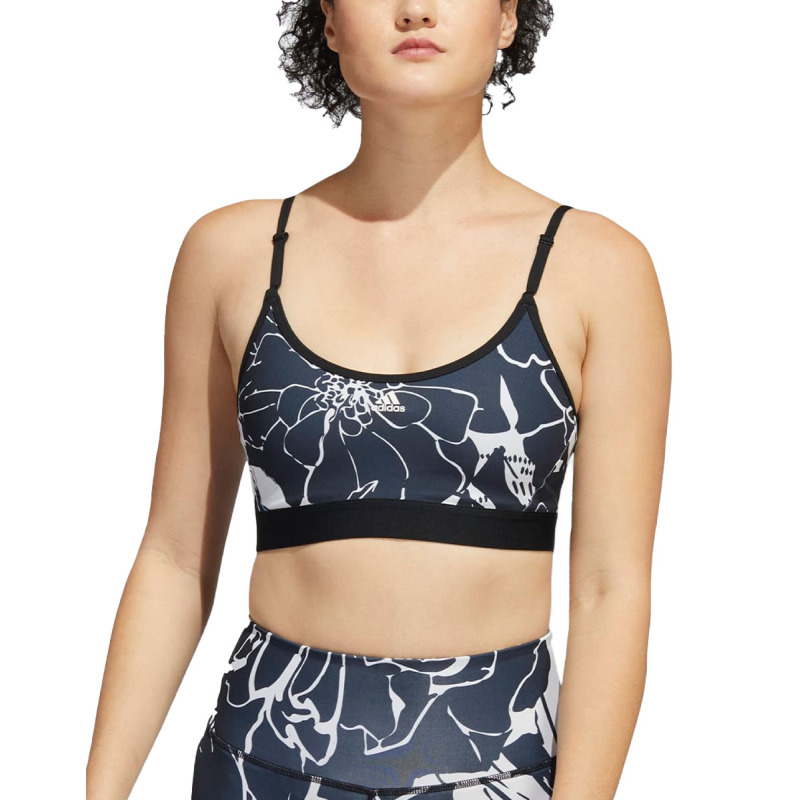 ADIDAS Light-Support Flower Print Bra Black/Grey