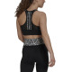 ADIDAS x Farm Rio Aeroready 3-Stripes Print Sports Crop Top Black